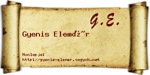 Gyenis Elemér névjegykártya
